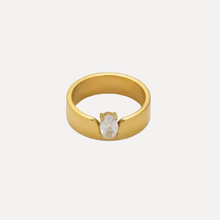Load image into Gallery viewer, GOLD DOME OVAL CUBIC ZIRCONIA BAND RING