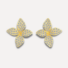 Load image into Gallery viewer, gold four lead petel earrings