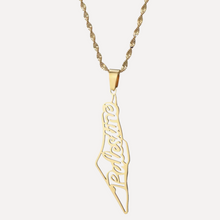Load image into Gallery viewer, palestine map necklace gold silver