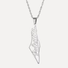 Load image into Gallery viewer, palestine map necklace gold silver