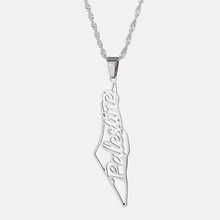 Load image into Gallery viewer, palestine map necklace gold silver