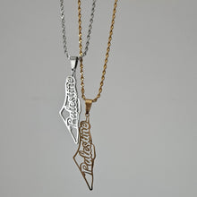 Load image into Gallery viewer, gold palestine map necklace