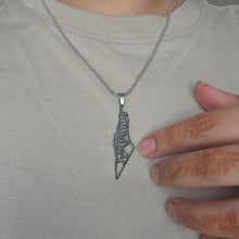 Load image into Gallery viewer, silver palestine map necklace
