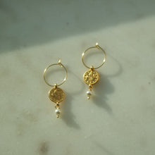 Load image into Gallery viewer, PEARL COIN HOOPS - AALIA Jewellery