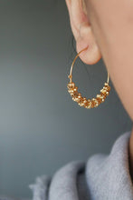 Load image into Gallery viewer, GOLD BEADED HOOPS