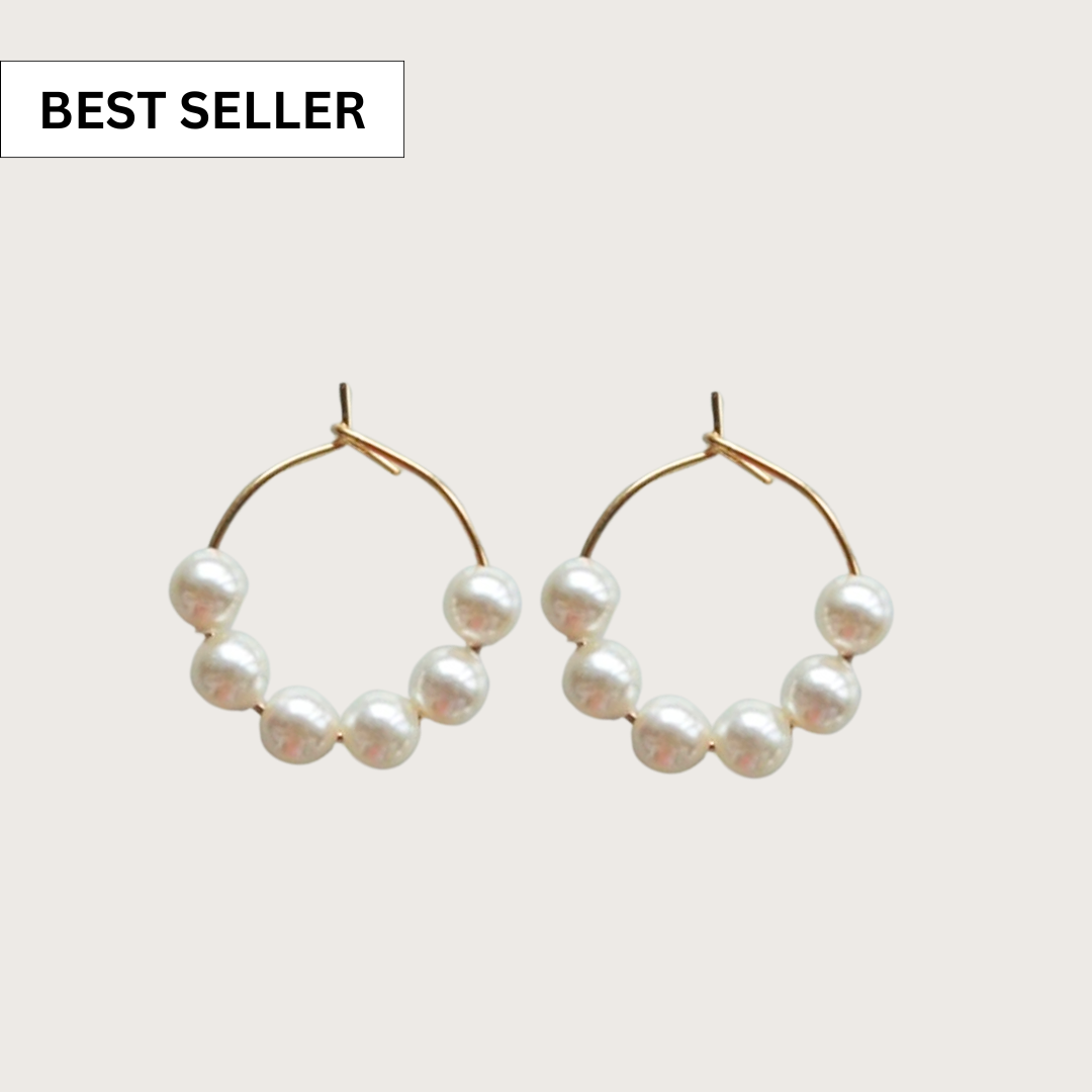 SIX PEARL HOOPS