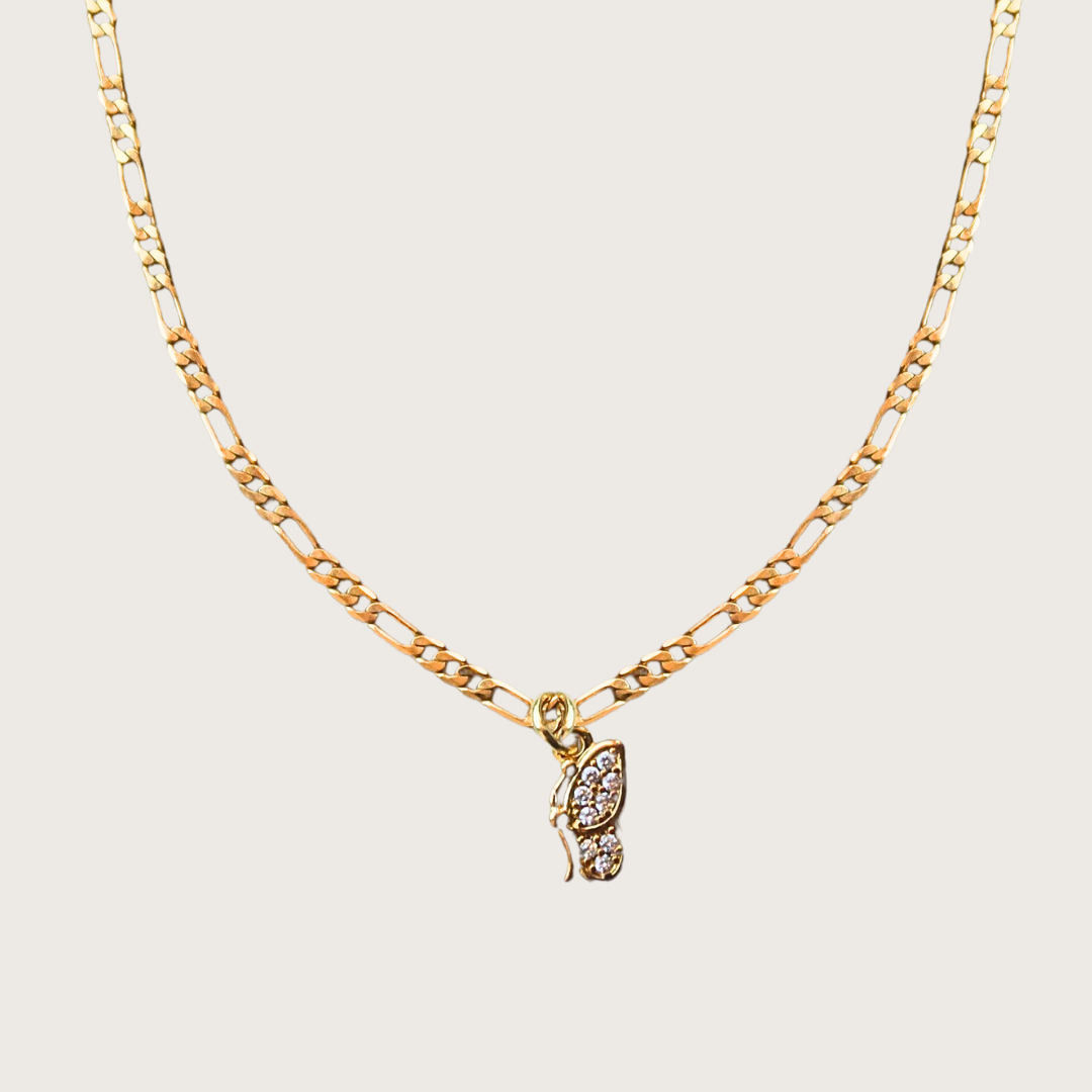 CZ BUTTERFLY FIGARO NECKLACE