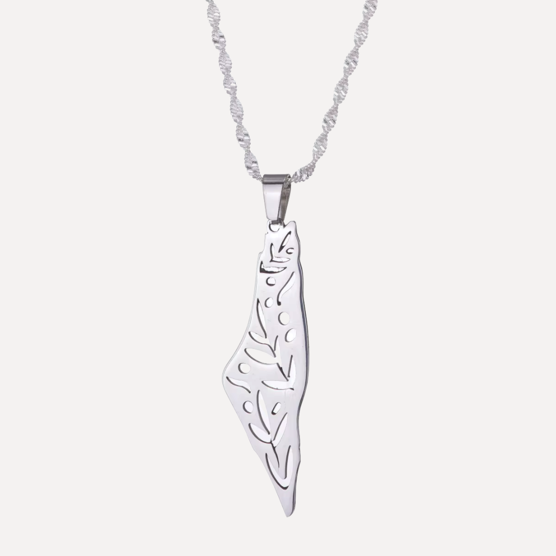 PALESTINE OLIVE TREE MAP NECKLACE