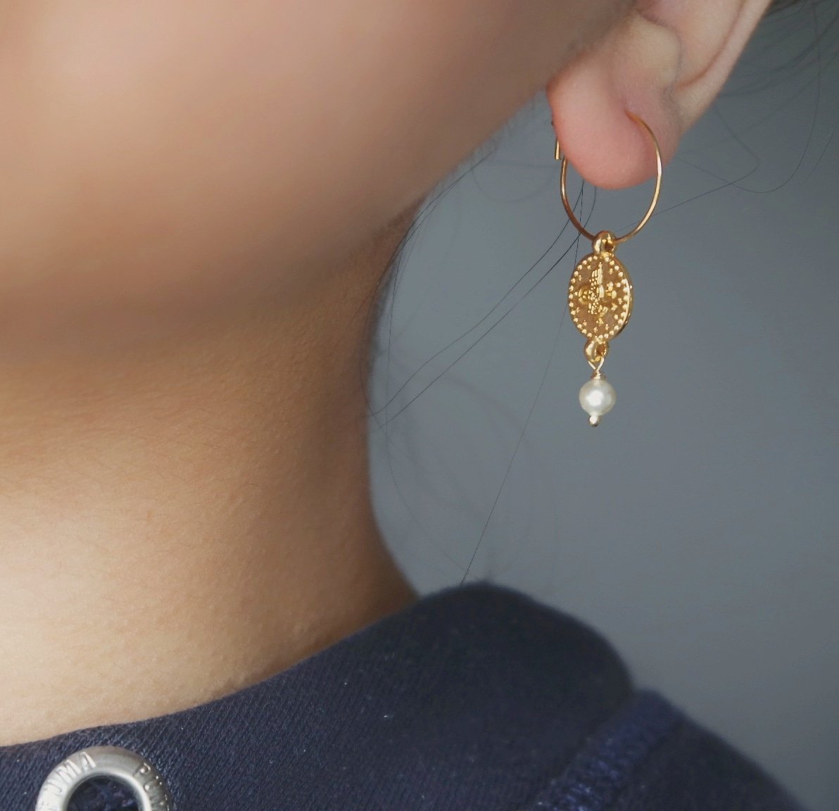 PEARL COIN HOOPS - AALIA Jewellery