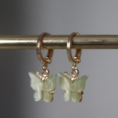 MINT GREEN BUTTERFLY HOOP EARRINGS