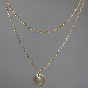 DOUBLE CHAIN COIN NECKLACE