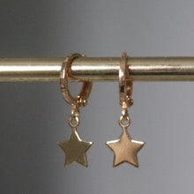 Load image into Gallery viewer, GOLD STAR HUGGIE HOOPS
