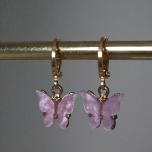 LILAC BUTTERFLY HUGGIE HOOPS