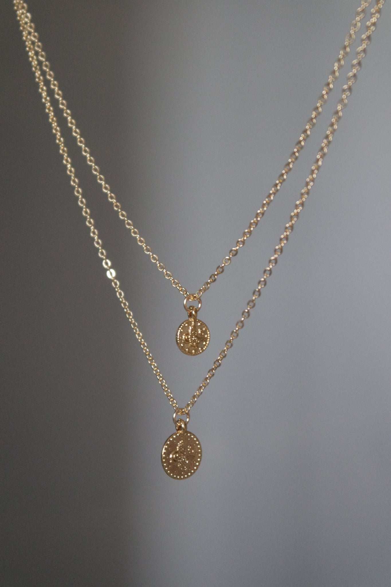 Gold Paperclip Coin Necklace | Groovy's | Double Layer | Chain Link