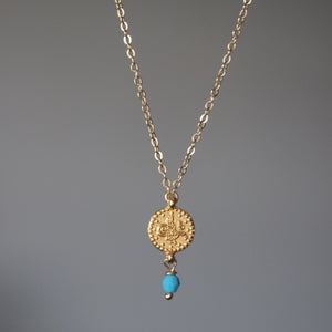 TURQUOISE COIN NECKLACE