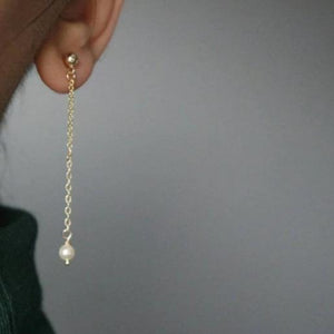 PEARL DROP GOLD STUD EARRING