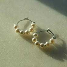 Load image into Gallery viewer, SILVER PEARL HOOPS
