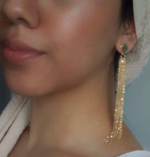 Load image into Gallery viewer, LONG GOLD TASSEL EARRINGS - AALIA Jewellery
