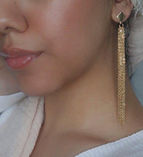 Load image into Gallery viewer, LONG GOLD TASSEL EARRINGS - AALIA Jewellery
